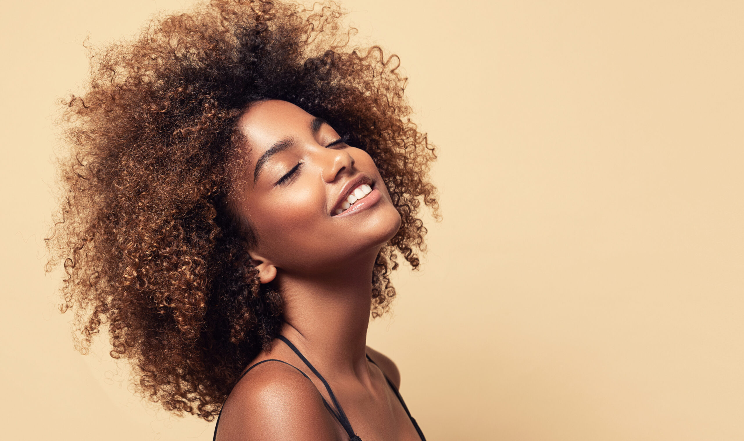 Beauty portrait of african american girl with clean healthy skin